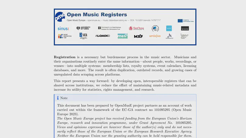 Open Music Registers